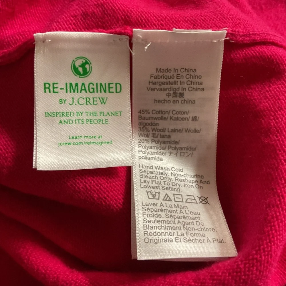 NWT J. Crew Vibrant Red Long‎ Sleeve V-Neck Top size XS